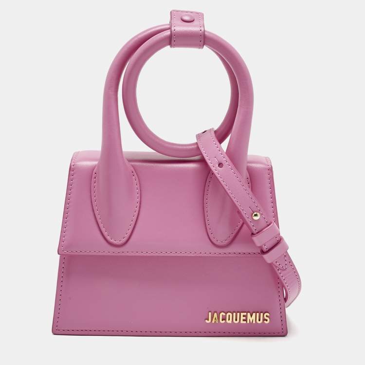Pre Owned Jacquemus Fuchsia Leather Le Chiquito Noeud Top Handle Bag