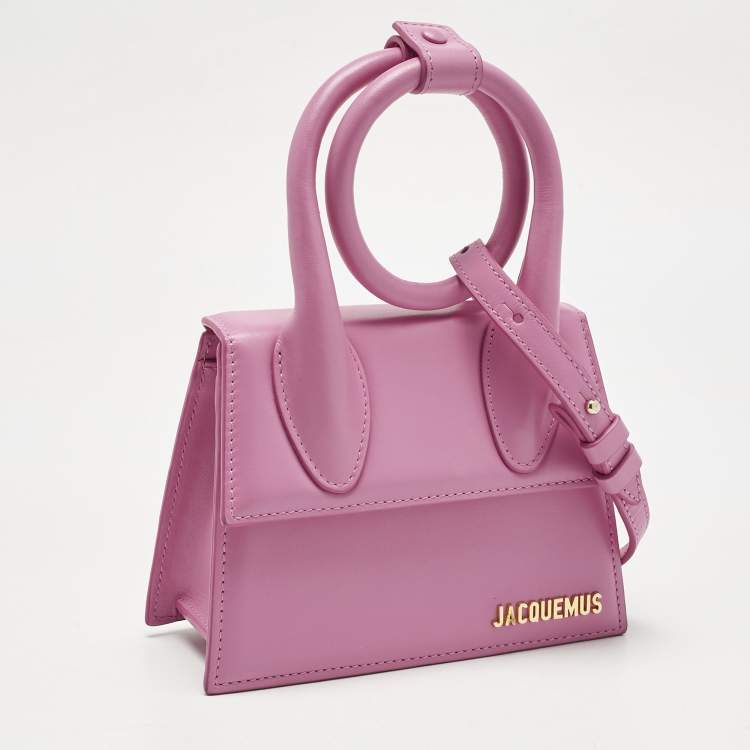 Pre Owned Jacquemus Fuchsia Leather Le Chiquito Noeud Top Handle Bag