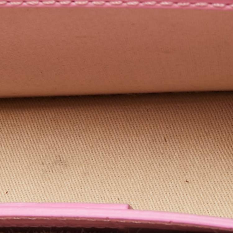 Pre Owned Jacquemus Pink Croc Embossed Leather Le Bambino Long Shoulder Bag