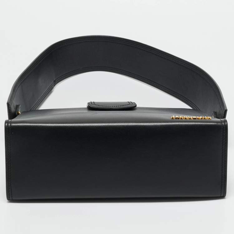 Pre Owned Jacquemus Black Leather Le Bambino 24 Shoulder Bag