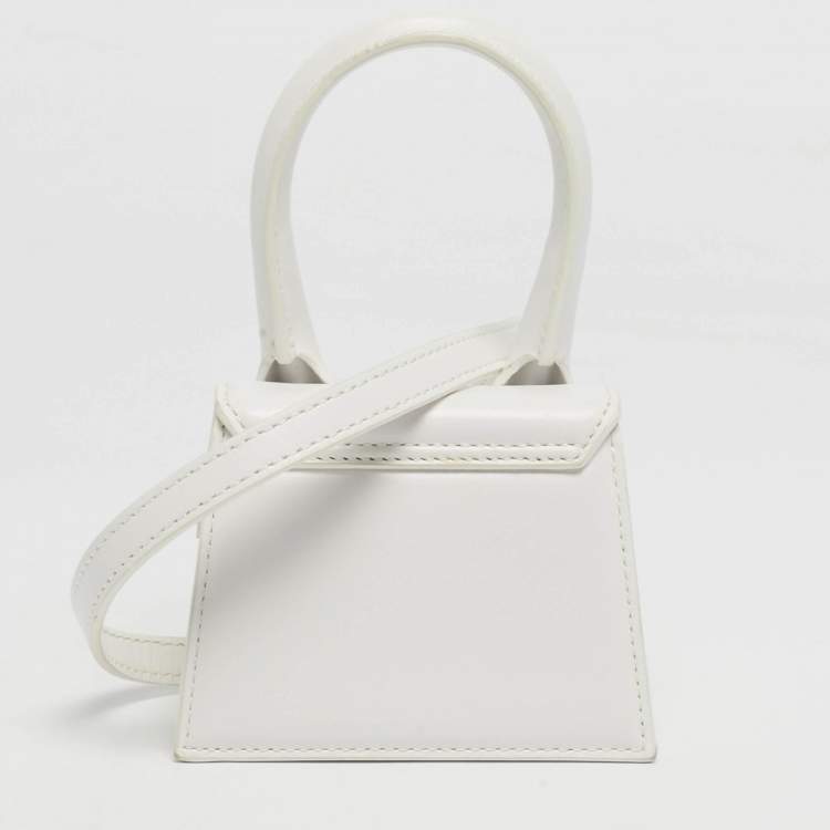 Pre Owned Jacquemus White Leather Mini Le Chiquito Top Handle Bag