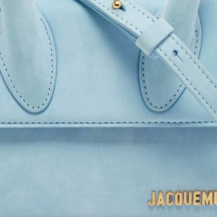 Pre Owned Jacquemus Light Blue Nubuck Leather Le Chiquito Moyen Top Handle Bag
