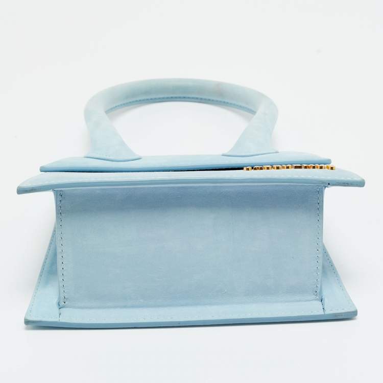Pre Owned Jacquemus Light Blue Nubuck Leather Le Chiquito Moyen Top Handle Bag