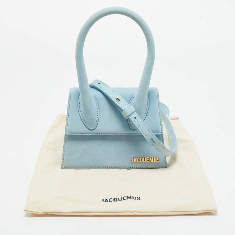 Pre Owned Jacquemus Light Blue Nubuck Leather Le Chiquito Moyen Top Handle Bag