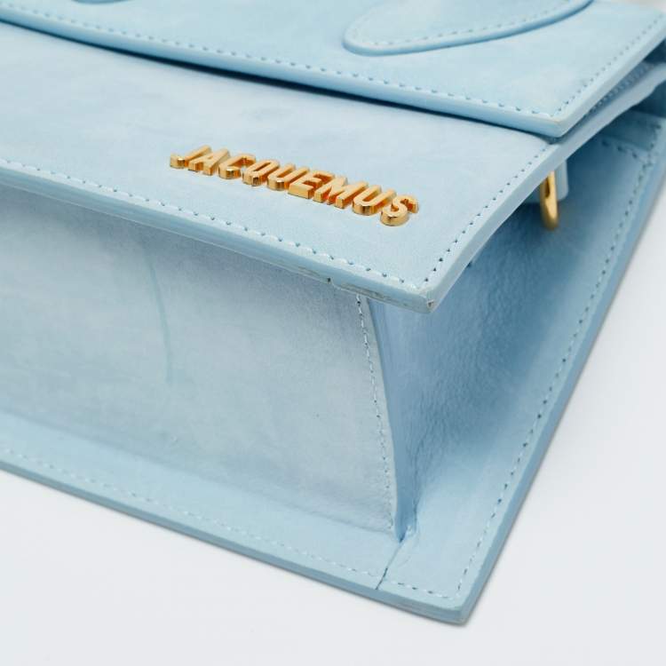 Pre Owned Jacquemus Light Blue Nubuck Leather Le Chiquito Moyen Top Handle Bag