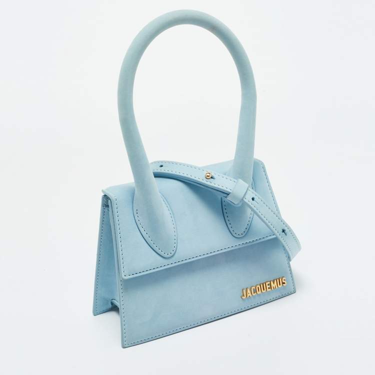 Pre Owned Jacquemus Light Blue Nubuck Leather Le Chiquito Moyen Top Handle Bag