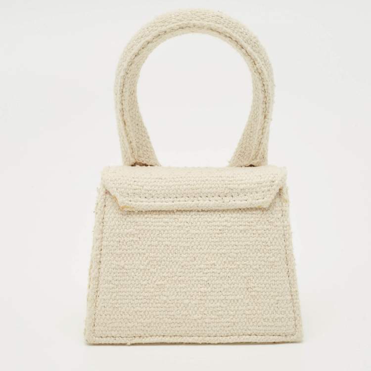 Pre Owned Jacquemus White Canvas Mini Le Chiquito Top Handle Bag