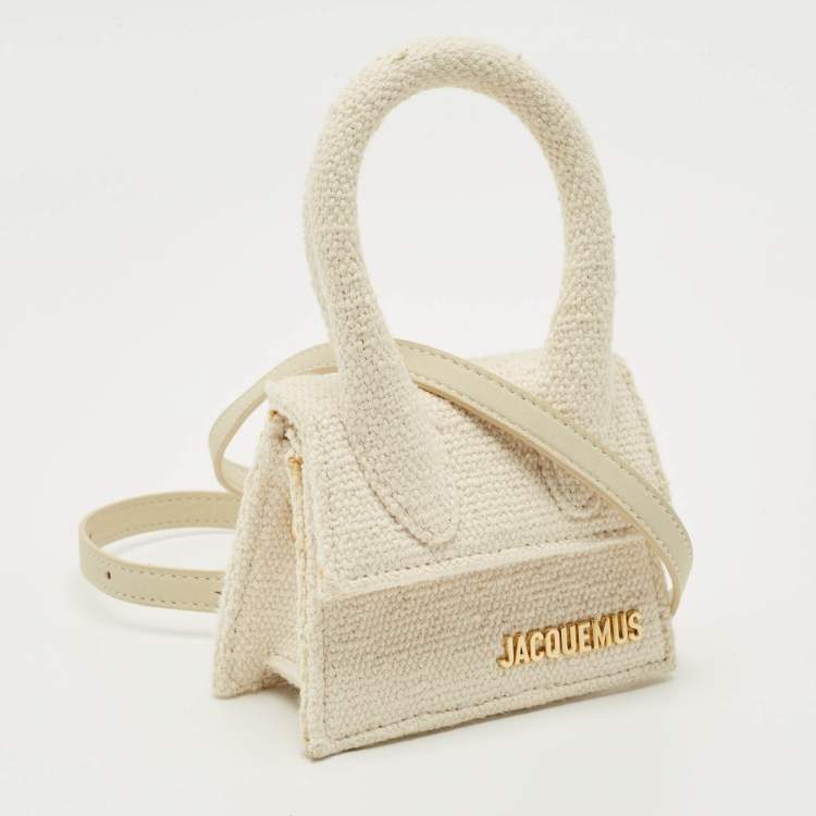 Pre Owned Jacquemus White Canvas Mini Le Chiquito Top Handle Bag