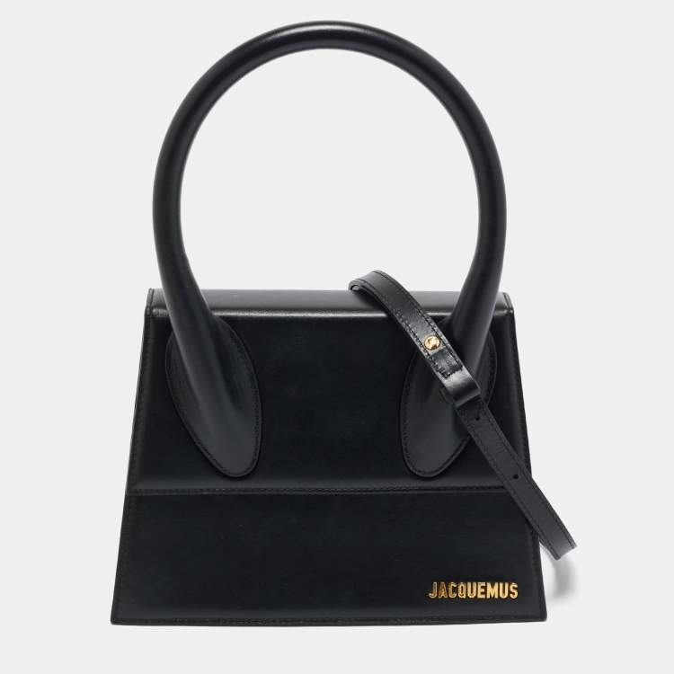 Pre Owned Jacquemus Black Leather Grand Le Chiquito Top Handle Bag