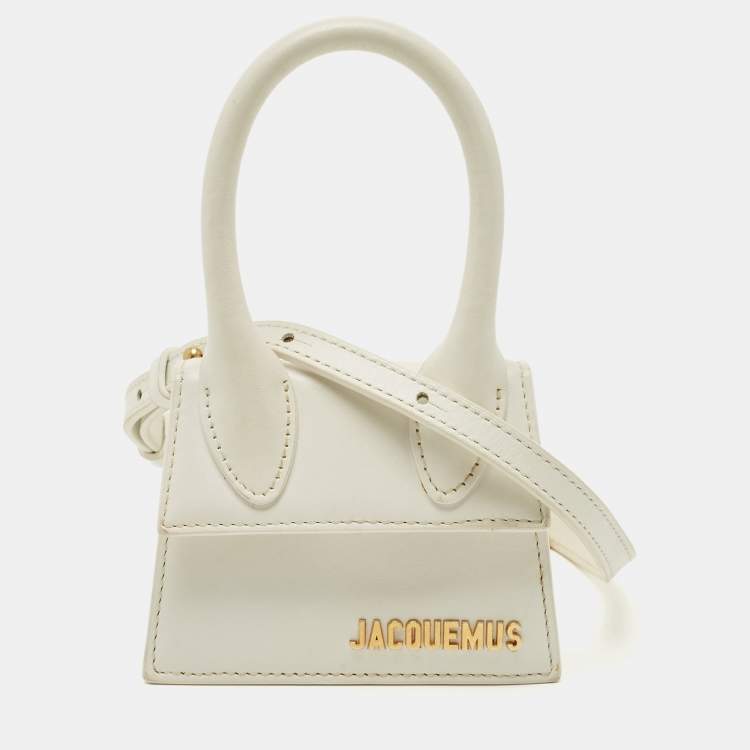 Pre Owned Jacquemus White Leather Mini Le Chiquito Top Handle Bag