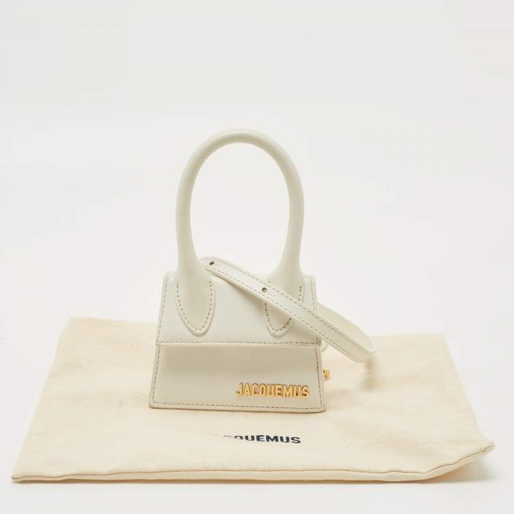 Pre Owned Jacquemus White Leather Mini Le Chiquito Top Handle Bag