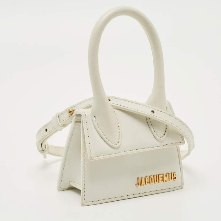 Pre Owned Jacquemus White Leather Mini Le Chiquito Top Handle Bag