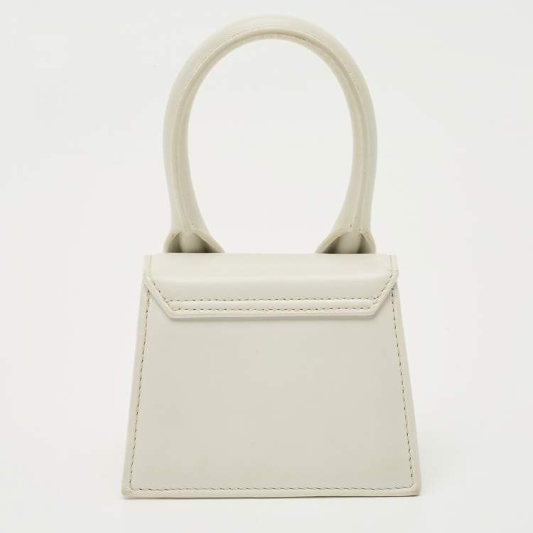 Pre Owned Jacquemus White Leather Mini Le Chiquito Top Handle Bag