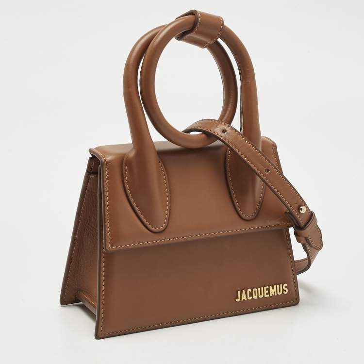 Pre Owned Jacquemus Brown Leather Le Chiquito Noeud Top Handle Bag