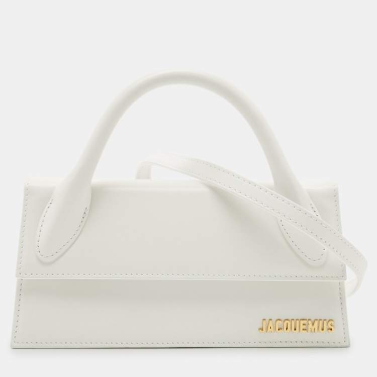 Pre Owned Jacquemus White Leather Long Le Chiquito Top Handle Bag