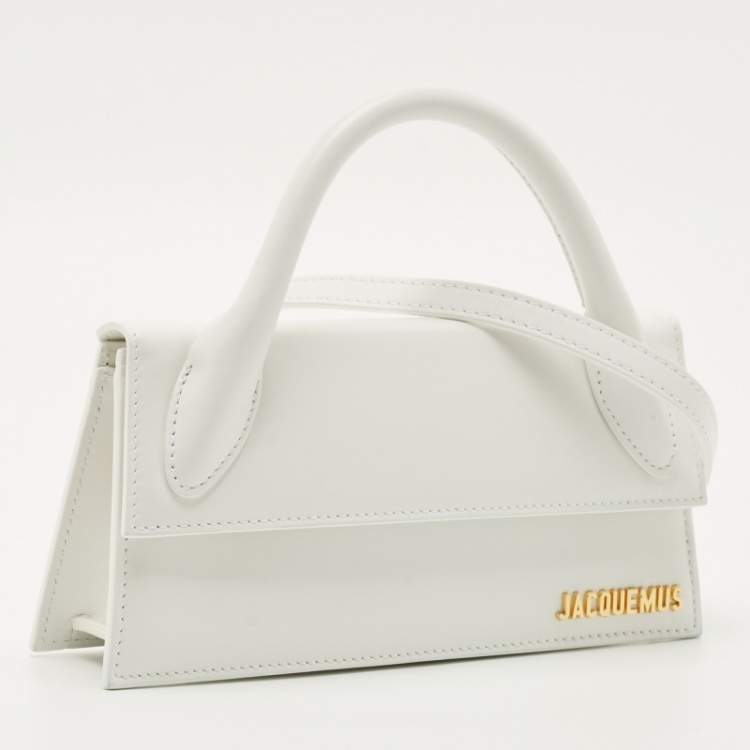 Pre Owned Jacquemus White Leather Long Le Chiquito Top Handle Bag