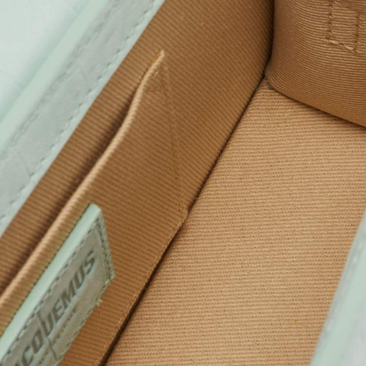 Pre Owned Jacquemus Light Green Croc Embossed Nubuck Leather Long Le Chiquito Top Handle Bag