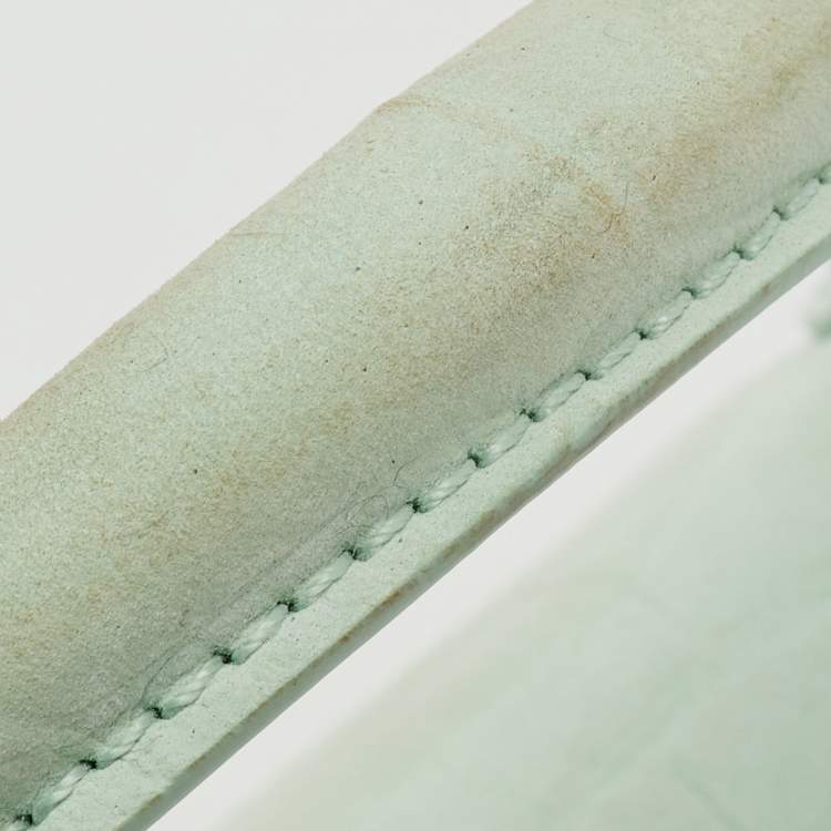 Pre Owned Jacquemus Light Green Croc Embossed Nubuck Leather Long Le Chiquito Top Handle Bag