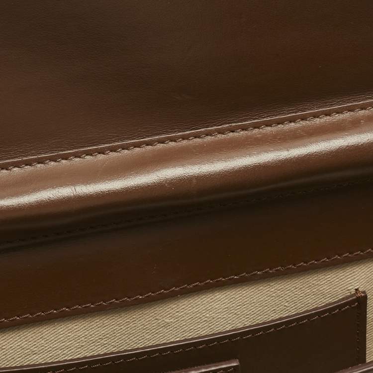 Pre Owned Jacquemus Dark Brown Leather Long Le Bambino Ficiu Shoulder Bag