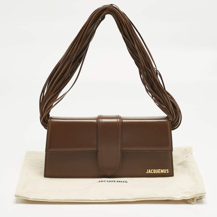 Pre Owned Jacquemus Dark Brown Leather Long Le Bambino Ficiu Shoulder Bag