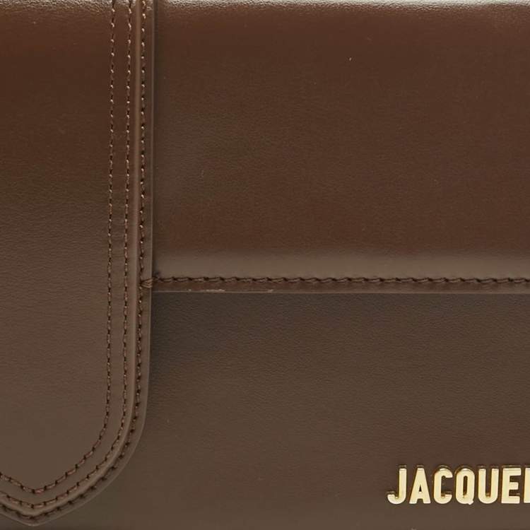 Pre Owned Jacquemus Dark Brown Leather Long Le Bambino Ficiu Shoulder Bag