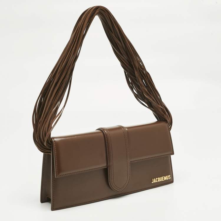 Pre Owned Jacquemus Dark Brown Leather Long Le Bambino Ficiu Shoulder Bag