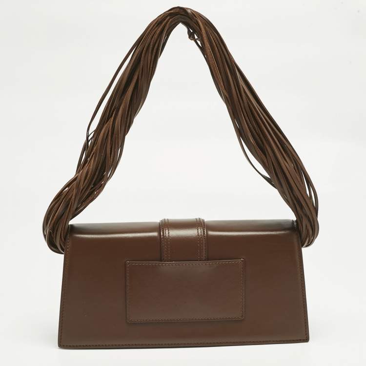 Pre Owned Jacquemus Dark Brown Leather Long Le Bambino Ficiu Shoulder Bag