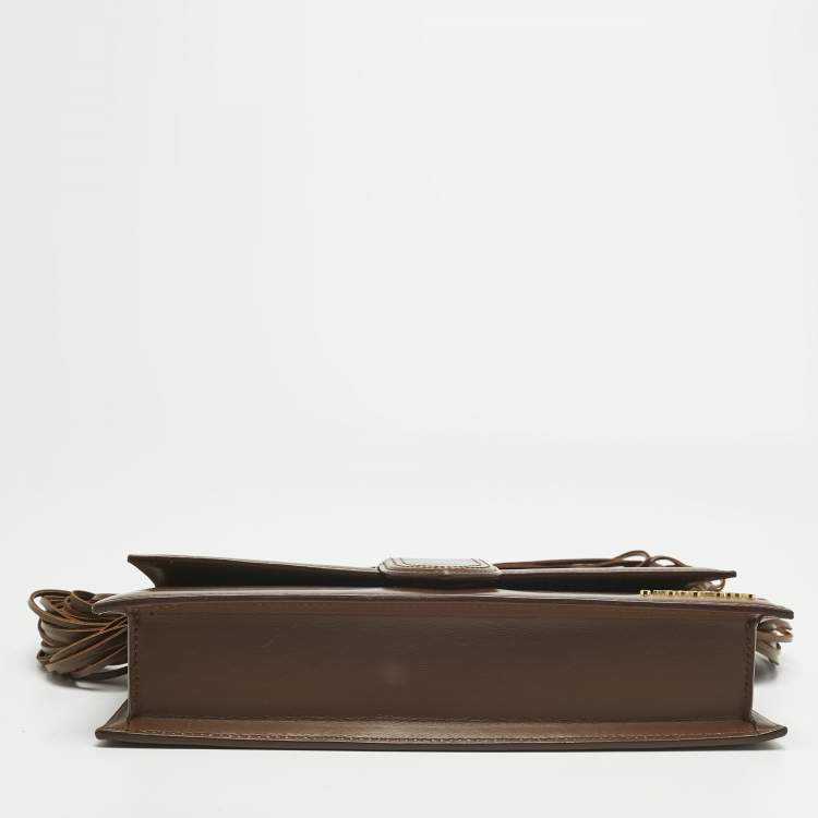 Pre Owned Jacquemus Dark Brown Leather Long Le Bambino Ficiu Shoulder Bag