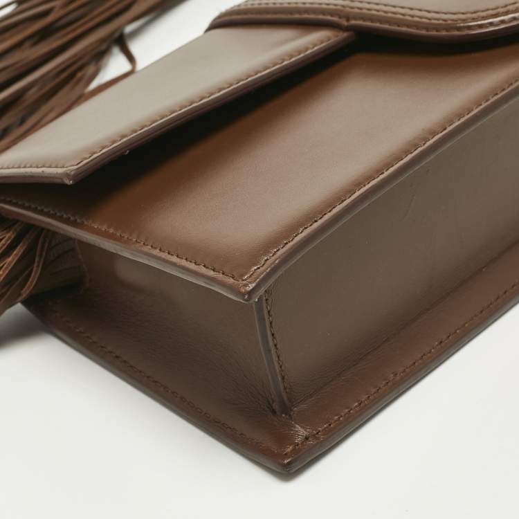 Pre Owned Jacquemus Dark Brown Leather Long Le Bambino Ficiu Shoulder Bag