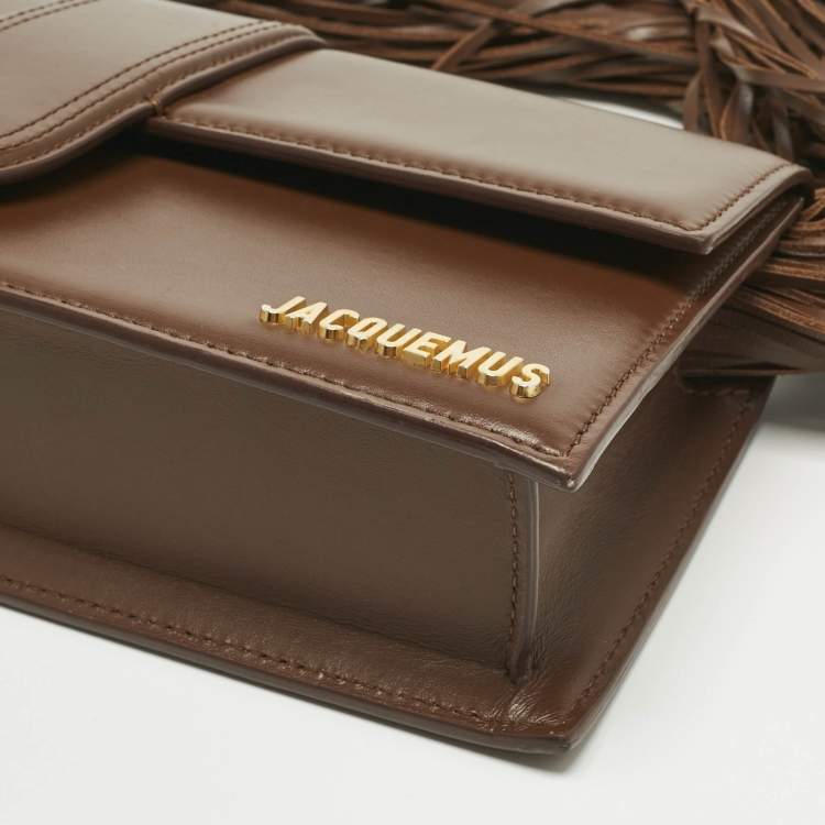 Pre Owned Jacquemus Dark Brown Leather Long Le Bambino Ficiu Shoulder Bag