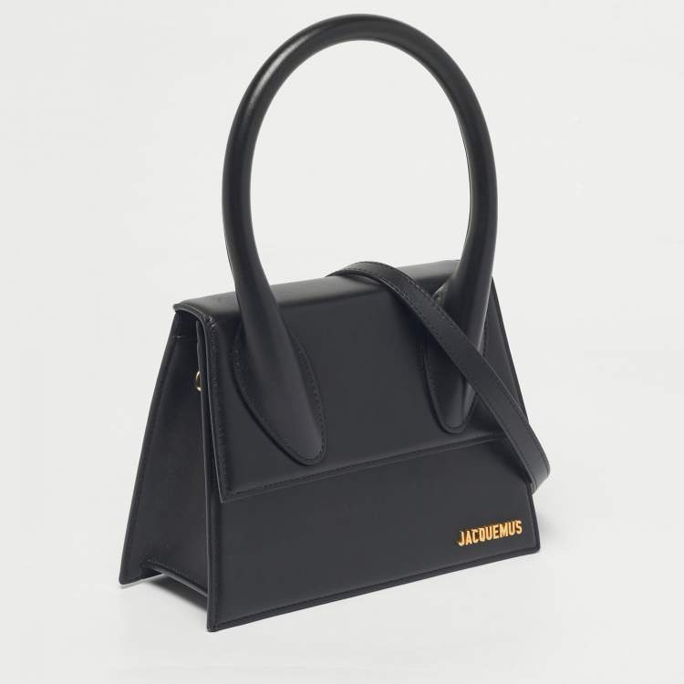 Pre Owned Jacquemus Black Leather Grand Le Chiquito Top Handle Bag