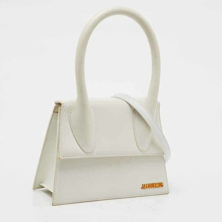 Pre Owned Jacquemus White Leather Grand Le Chiquito Top Handle Bag