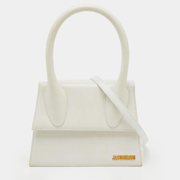Pre Owned Jacquemus White Leather Grand Le Chiquito Top Handle Bag