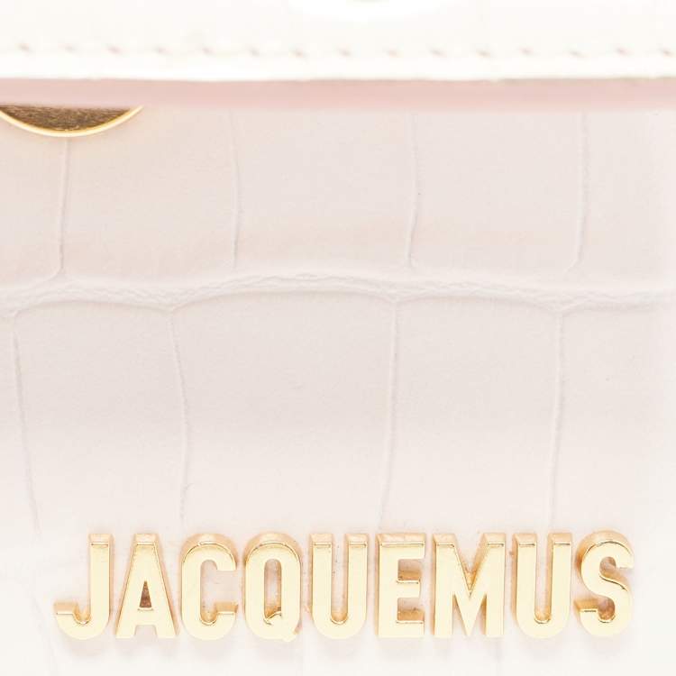 Pre Owned Jacquemus Light Pink Croc Embossed Leather Mini Le Chiquito Bag