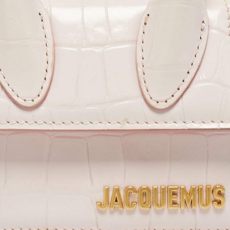 Pre Owned Jacquemus Light Pink Croc Embossed Leather Mini Le Chiquito Bag