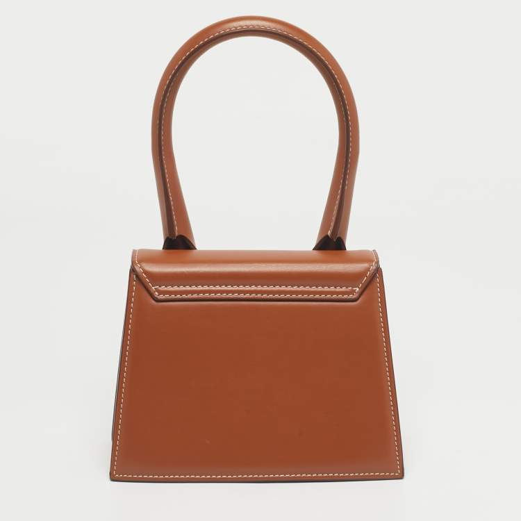 Pre Owned Jacquemus Brown Leather Le Chiquito Moyen Top Handle Bag