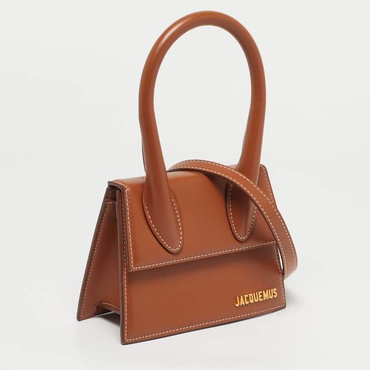 Pre Owned Jacquemus Brown Leather Le Chiquito Moyen Top Handle Bag