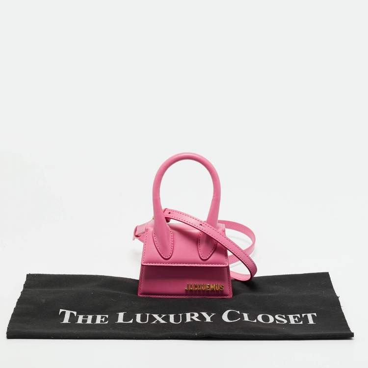 Pre Owned Jacquemus Fuchsia Leather Mini Le Chiquito Top Handle Bag