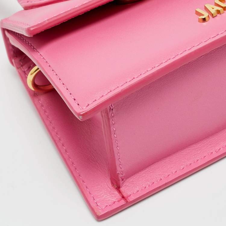 Pre Owned Jacquemus Fuchsia Leather Mini Le Chiquito Top Handle Bag