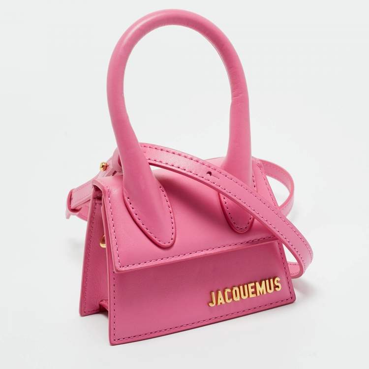 Pre Owned Jacquemus Fuchsia Leather Mini Le Chiquito Top Handle Bag