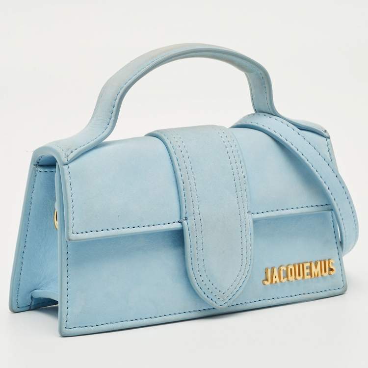 Pre Owned Jacquemus Blue Nubuck Leather Mini Le Bambino Top Handle Bag