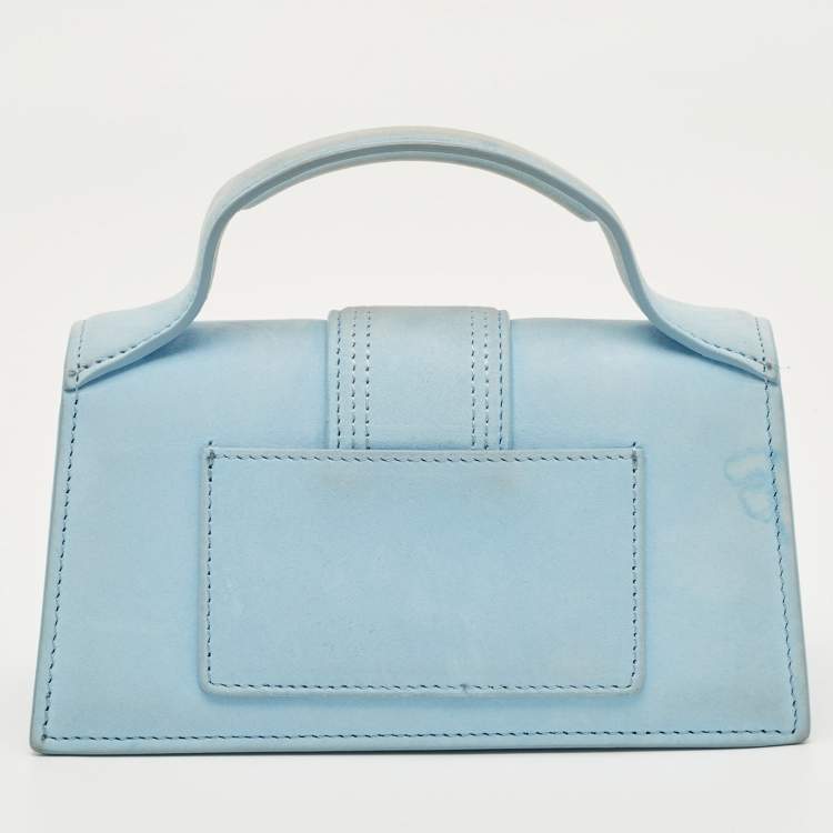 Pre Owned Jacquemus Blue Nubuck Leather Mini Le Bambino Top Handle Bag