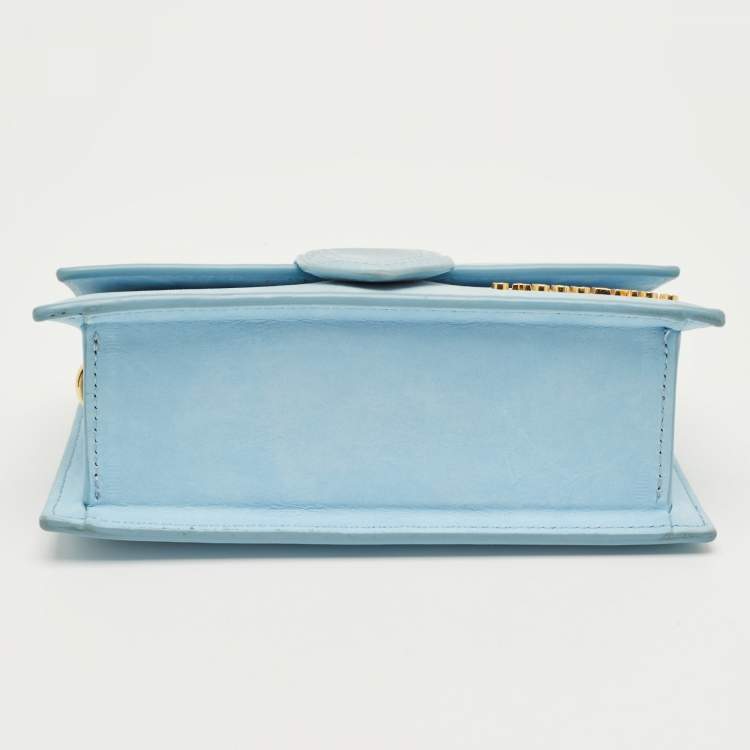 Pre Owned Jacquemus Blue Nubuck Leather Mini Le Bambino Top Handle Bag