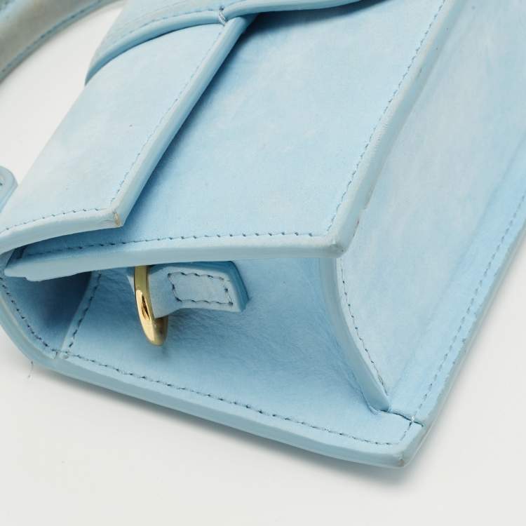 Pre Owned Jacquemus Blue Nubuck Leather Mini Le Bambino Top Handle Bag