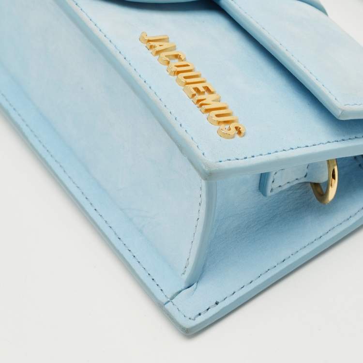 Pre Owned Jacquemus Blue Nubuck Leather Mini Le Bambino Top Handle Bag
