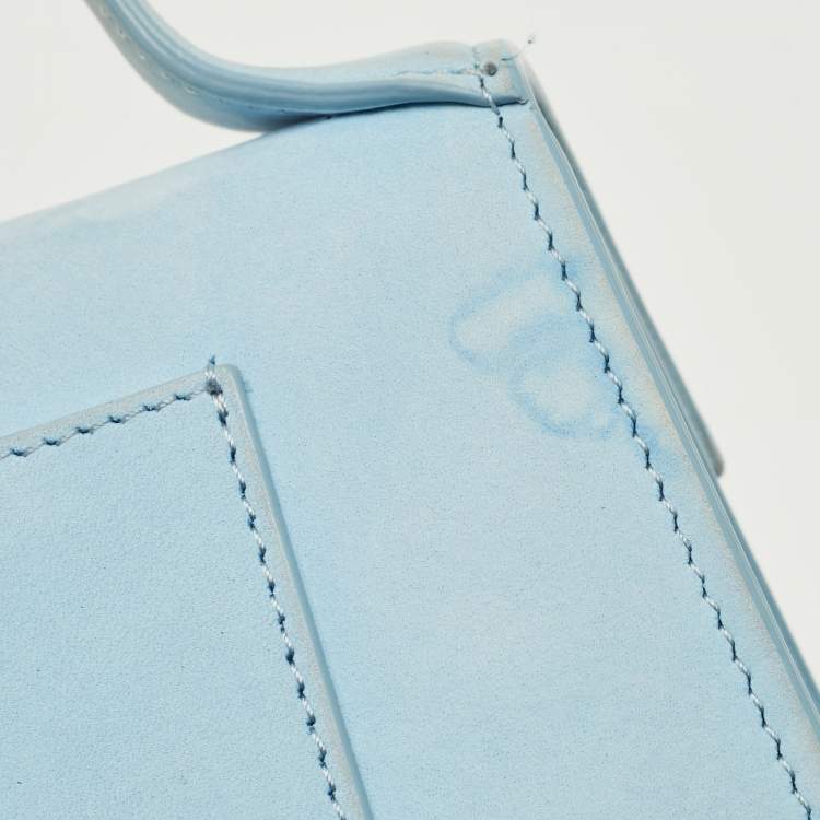 Pre Owned Jacquemus Blue Nubuck Leather Mini Le Bambino Top Handle Bag