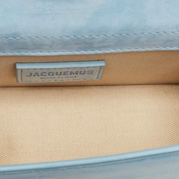 Pre Owned Jacquemus Blue Nubuck Leather Mini Le Bambino Top Handle Bag