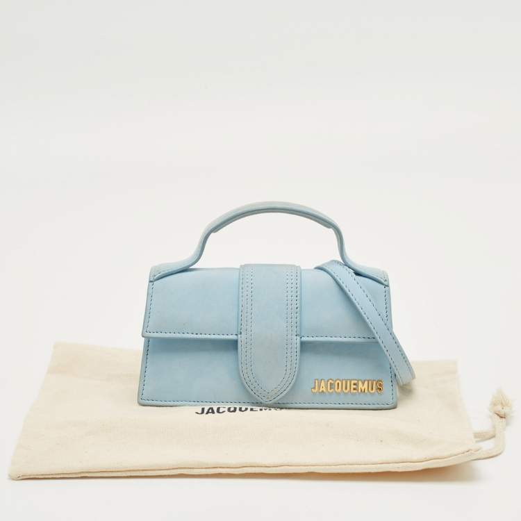 Pre Owned Jacquemus Blue Nubuck Leather Mini Le Bambino Top Handle Bag
