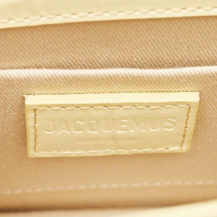 Pre Owned Jacquemus Yellow Croc Embossed Patent Leather Le Chiquito Moyen Boucle Top Handle Bag