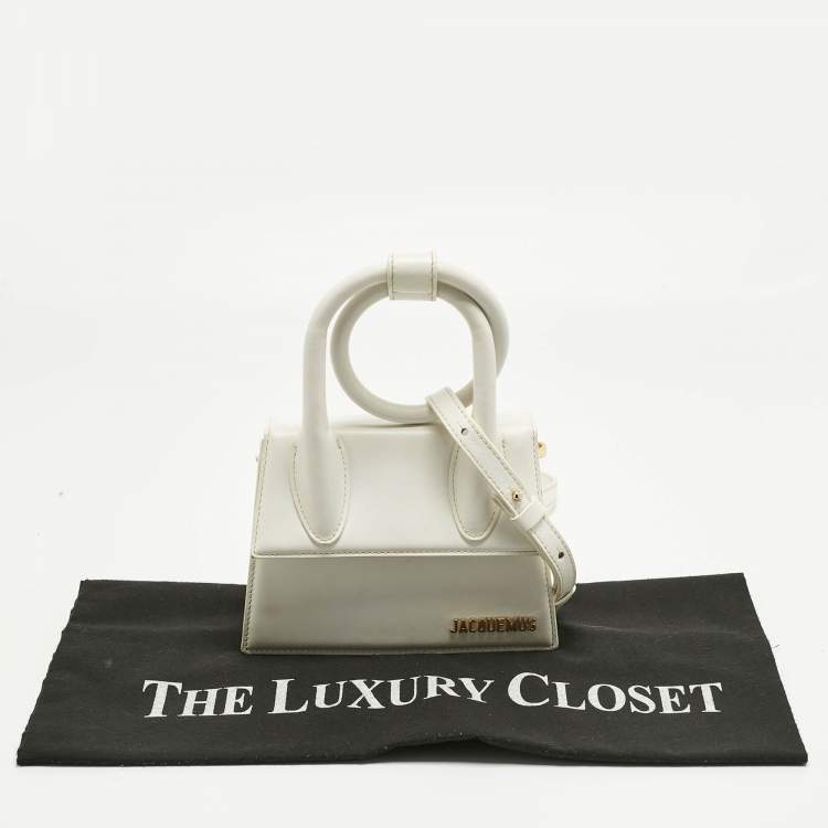 Pre Owned Jacquemus White Leather Le Chiquito Noeud Top Handle Bag